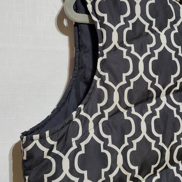 Land's End NWOT Puffer Vest Black and White Zippered Front Collar Pockets -295 - Picture 7 of 14